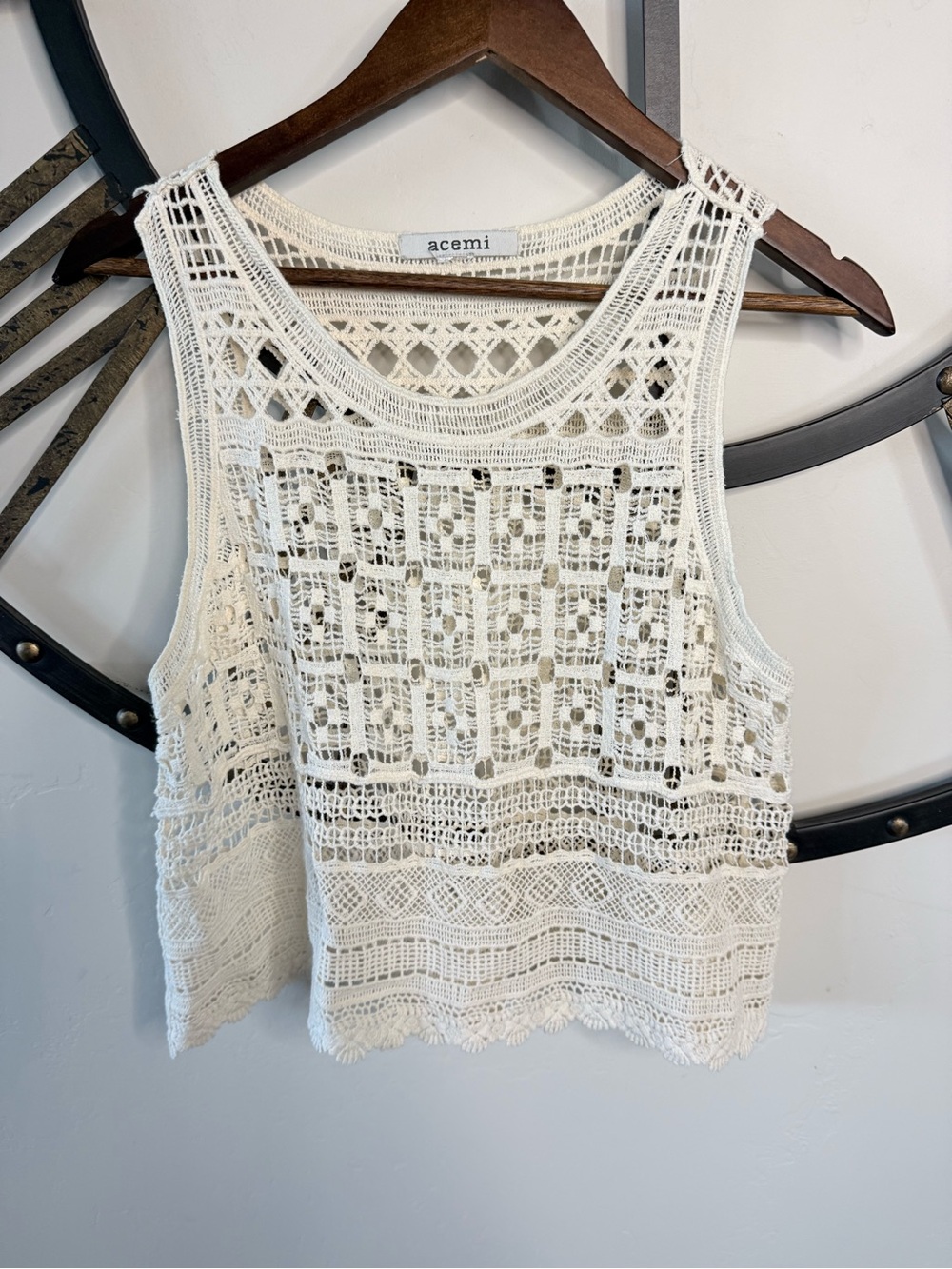 Acemi White Crochet Camisole Tank